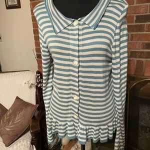 Adorable green and white striped sweater